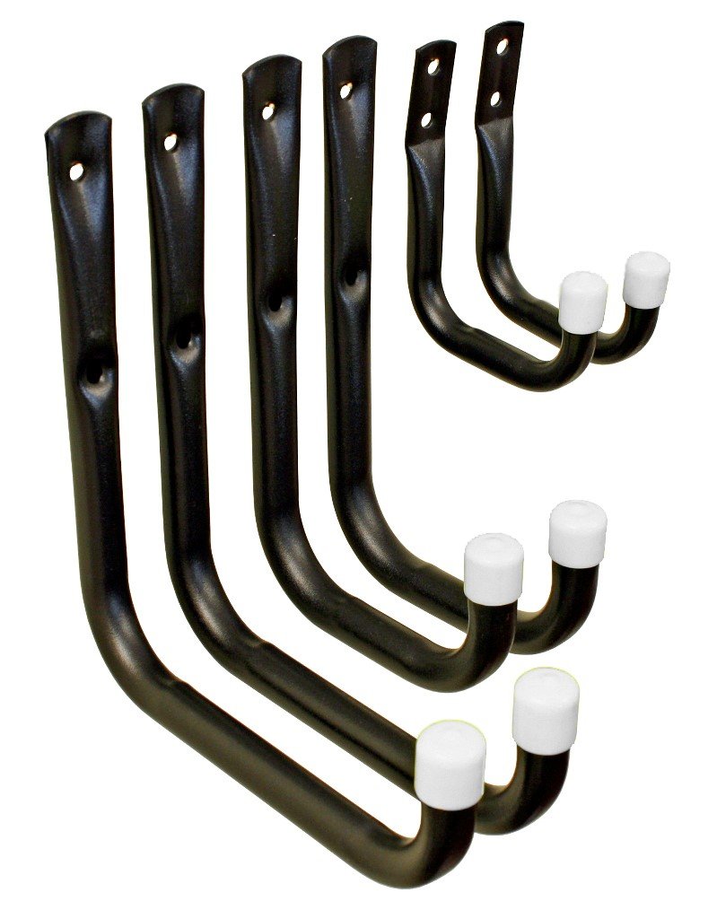 Shepherd Hardware 8088E Heavy Duty Steel Garage Storage/Assorted Utility Hooks, 6 Pack, black