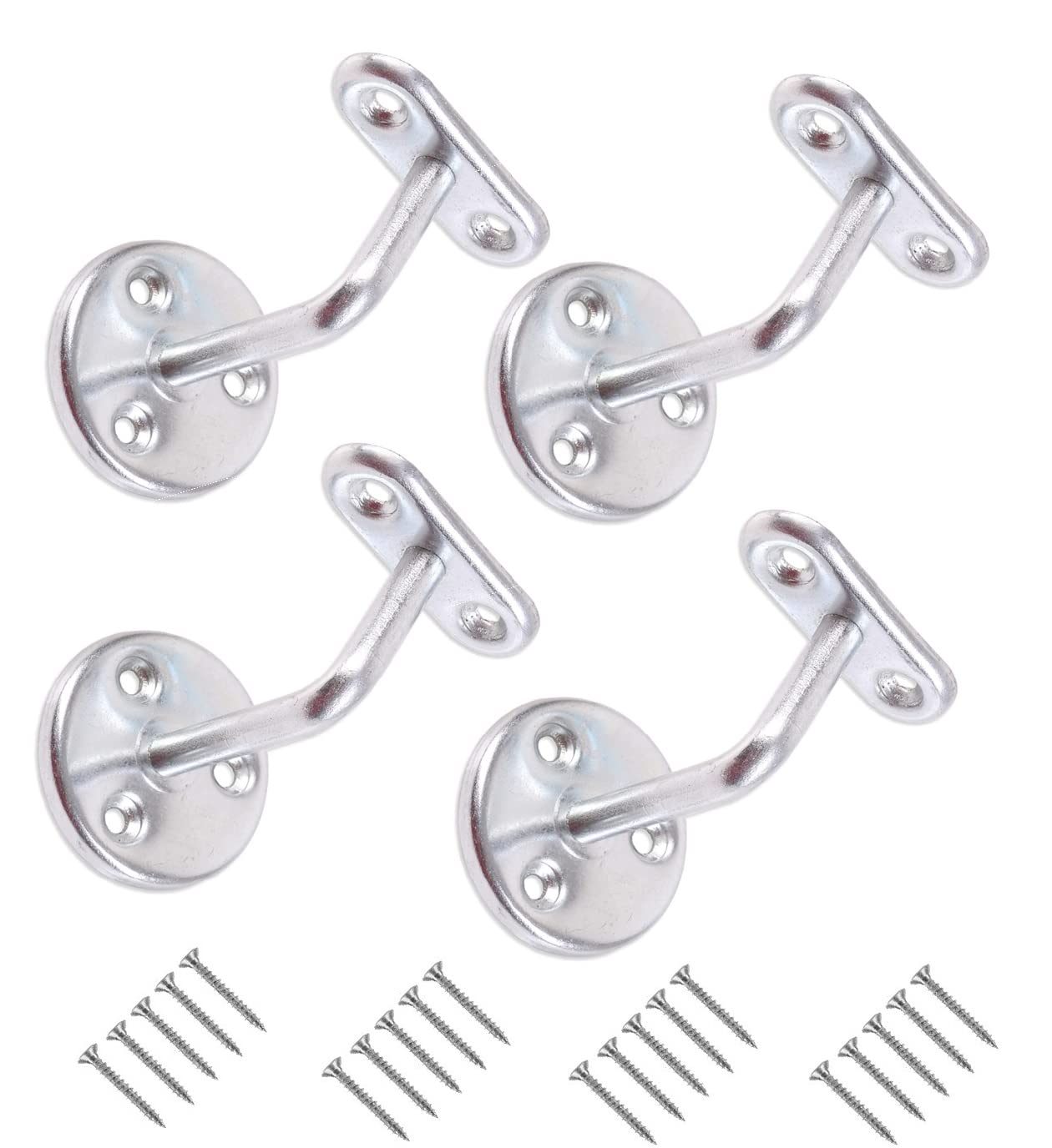 TERF® Set of 4 Heavy Duty Silver Stair Handrail Brackets with Fixing Screws