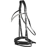 HORZE Grayson Classic Leather Ergonomic Snaffle Dressage Bridle with Detachable Flash