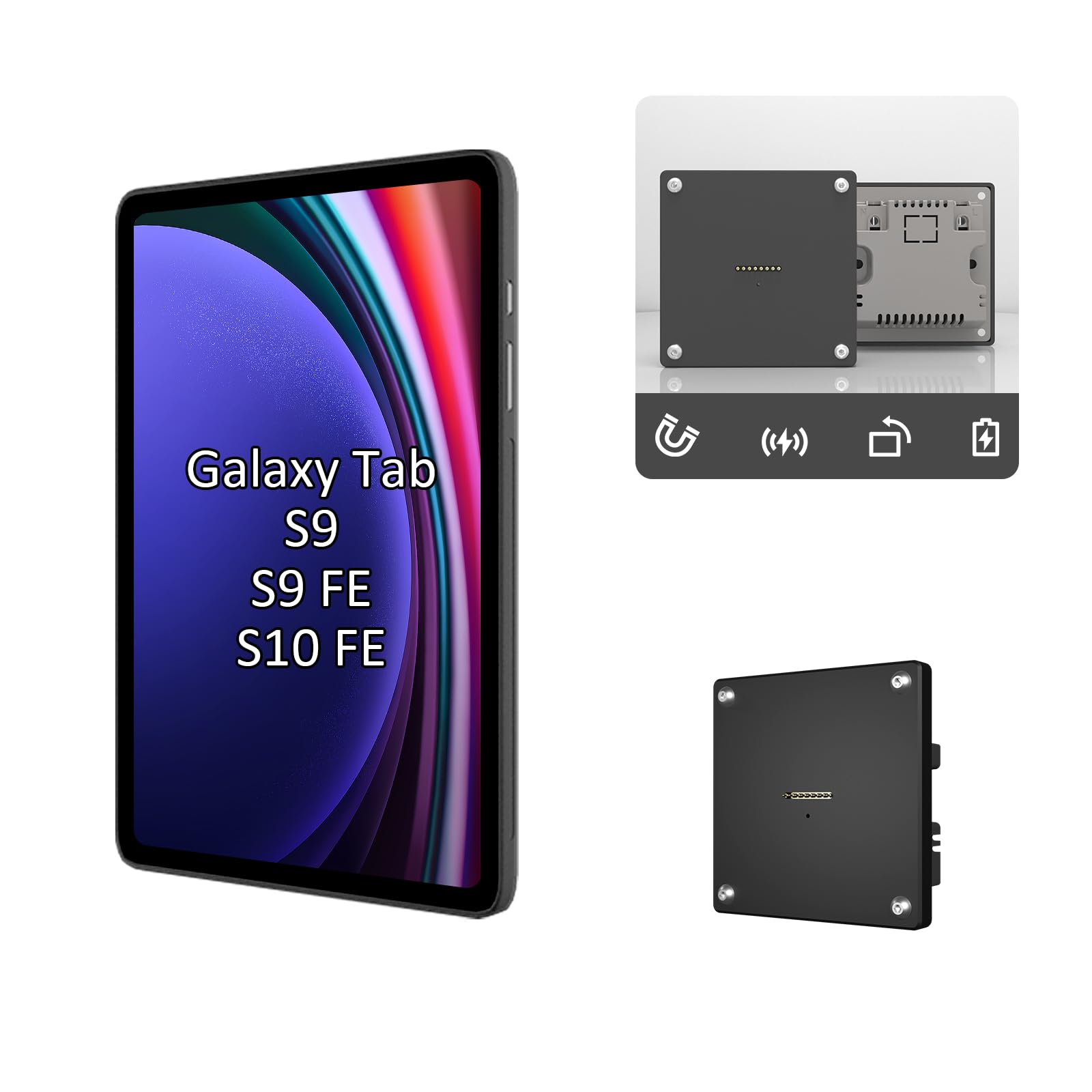 Photo 1 of Zilvex Wall Mount Charging Kit for Samsung Galaxy Tab S9 & S9 FE (10.9-inch) &S10 FE – Magnetic Tablet Wall Mount with 15W Fast Charging, Custom Protective Case, Smart Home Hub Ready, AC Powered