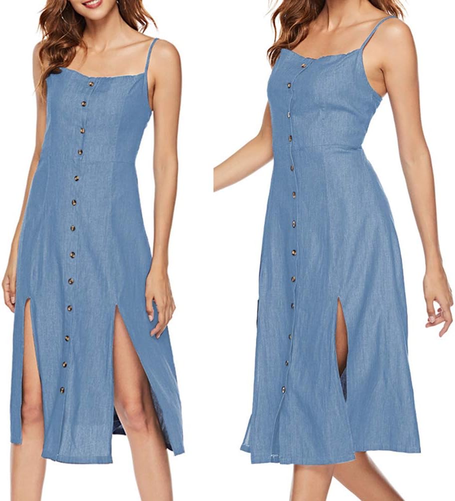 spaghetti strap denim dress outfit