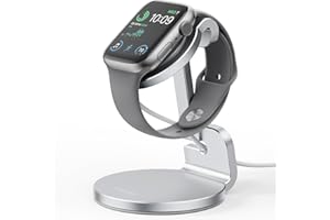 MEISO Apple Watch Stand - Future-Proof Charging Dock for All iWatch Series | Sturdy Apple Watch Holder with Cable Management | Compatible with Series 8, 7, 6, 5, 4, 3, 2, 1 (Silver)