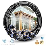 HomeNote Outdoor Misting Cooling System 75.46FT (23M) Misting Line + 34 Brass Mist Nozzles + a Brass Adapter(3/4) For Patio Garden Greenhouse Trampoline for waterpark