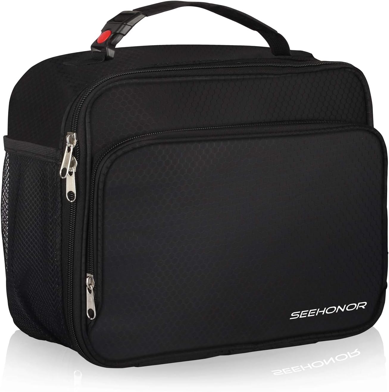 SEEHONOR Insulated Lunch Box Thermal Durable Reusable Lunch Bag Lunch Tote Bag Bento Bag Soft Bag for Women Men Adults Office Work School Picnic Hiking Beach (Black, XS)