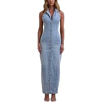 Amazon.com: Women's Maxi Denim Dress Long Sleeve Lapel Button Slit Long  Jean Dress Sexy Bodycon Dress,Blue,S : Clothing, Shoes & Jewelry