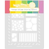 Waffle Flower Postage Collage Coloring Stencil