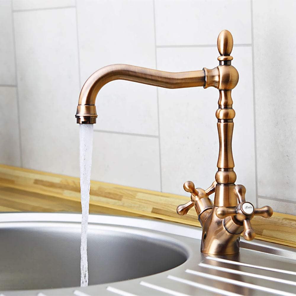 Nostalgie Retro Kchen Armatur Wasserhahn Im Landhausstil In Rot Bronze Amazonde Kche Haushalt