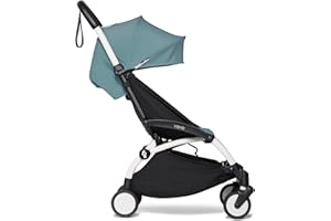 BABYZEN YOYO2 Stroller - Lightweight & Compact - Includes White Frame, Aqua Seat Cushion + Matching Canopy - Suitable for Children Up to 48.5 Lbs