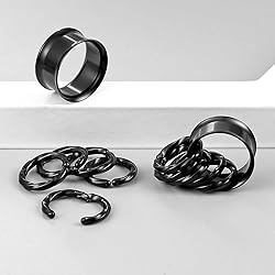 Twolobes 2 PCS Black Ear Gauges With 10 twisty nose