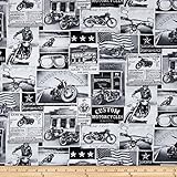 Timeless Treasures Vintage Motorcycles News Fabric