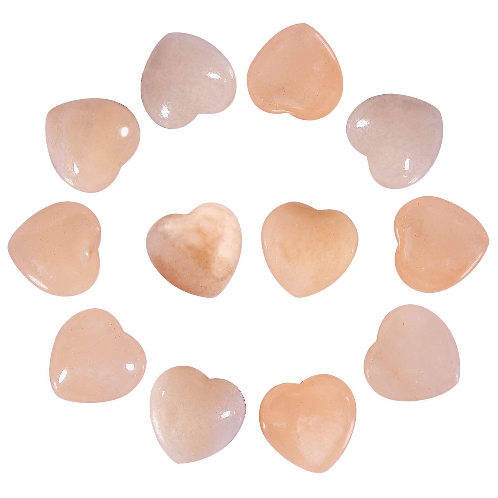 Nupuyai 12pcs Pink Aventurine Crystal Heart Love Palm Worry Stone for Chakra Healing, Carved Stone for Home Decoration 1.5cm