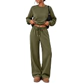 Velvelhall Women's 2 Piece Outfit Matching Sweatsuit | Oversized Pullover Sweatshirt, Baggy Wide Leg Sweatpants, Lounge Casual Sweat Set, Fall Workout Travel Airport Track Suits