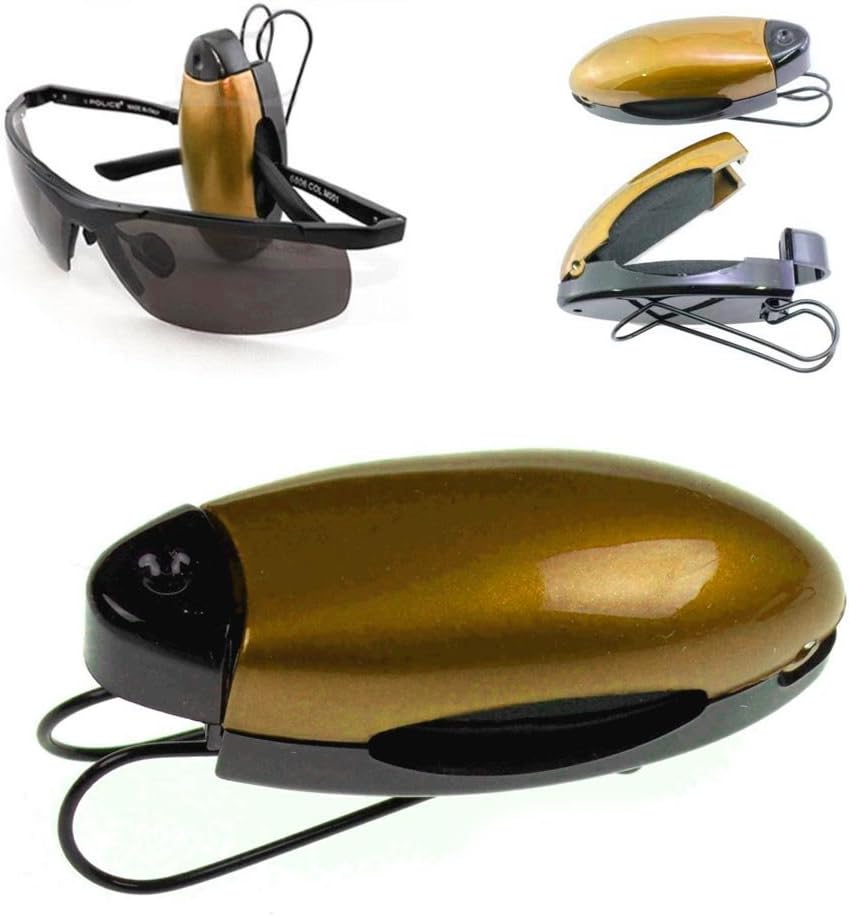 4pc Gold Black Car Sun Visor Clip Holders Sunglasses Reading Eyeglasses Card New