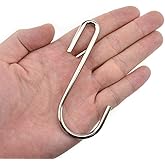 LQJ Pro Large S Hooks Anti-Rust Hang Iron Cast Pots and Pans from Wire Rack Shelf Narrow End Don't Come Off 7 Pack 3.7" Length Solid Metal Hang Tools Kitchenware Belt Handbag in Closet Pantry Garden