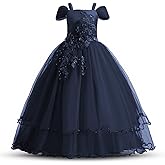 TTYAOVO Girls Applique Prom Gowns Luxury Wedding Birthday Party Princess Long Dresses