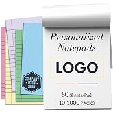 BEXOA EDC 10-1000 Pads Personalized Notepads Bulk, Small 4.25"x5.5" | Custom Notepad Printed with Text Logo, Customized Memo Note Pad Stationery, 50 Sheets/Pad