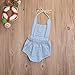 Hotone Infant Baby Girl Tassel Jean Romper Sleeveless Backless Halter Jumpsuit One-Piece (80(6-12 Months), Blue)