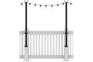 LETIANPAI 2 Pack 5 Ft String Light Poles, String Light Poles for Outside with Fixing Clips,Metal Poles for Outdoor String Lights, Hanging Light Poles for Deck Fence Garden Backyard Wall Bistro