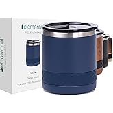 Elemental Recess Lowball Tumbler, 10oz Triple Wall Stainless Steel Cup with Non-Shattered Tritan Lid, Insulated Whiskey Glass, Insulated Coffee Tumbler Mug for Hot & Cold Drinks - Navy Blue