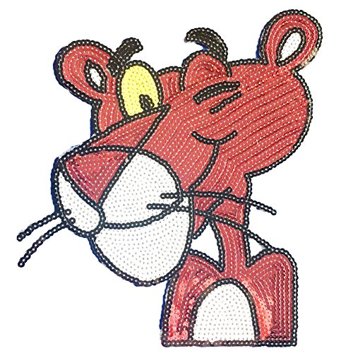Extra Large Sequins Pink Panther Iron On Applique Patch