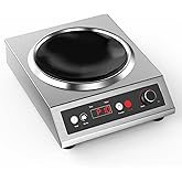 VEXMAECY 1800W Electric Wok Used For Home And Commercial,Induction Wok With Concave Surface Stainless Steel Strong Power Dual Control Mode 10 Power And Temp 24H Timer Induction Cooktop For Cooking