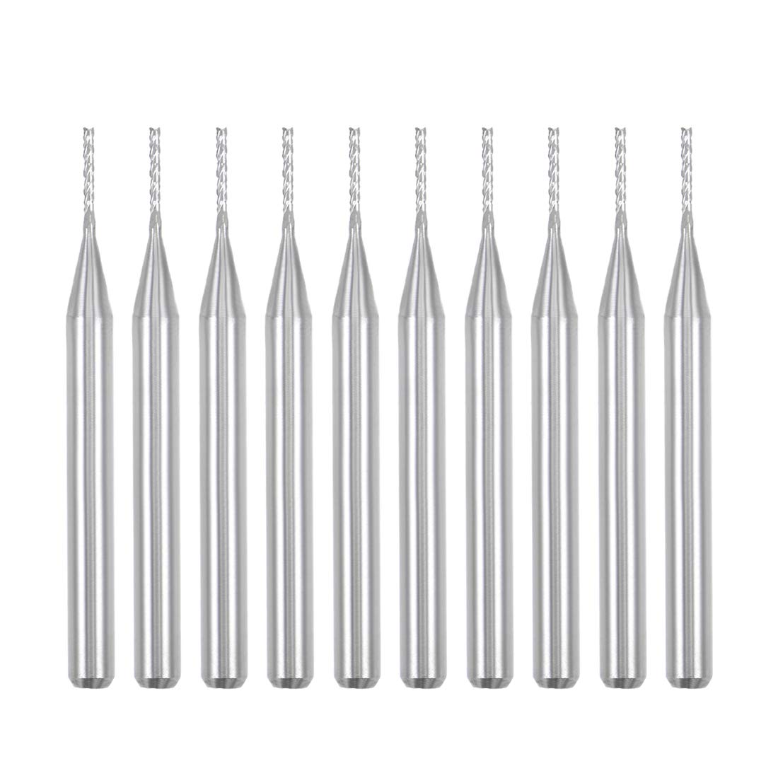 sourcing map 10Pcs 0.8mm Carbide End Mill Engraving Milling Cutter CNC Router Bits for PCB Machine, 1/8" Shank