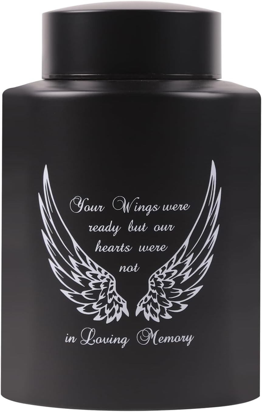 Youdear Memorials Angel Wings Medium Keepsake Urn Black Wings