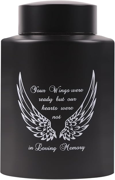 Youdear Memorials Angel Wings Medium Keepsake Urn Black Wings