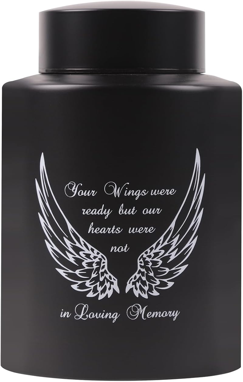 Youdear Memorials Angel Wings Medium Keepsake Urn Black Wings