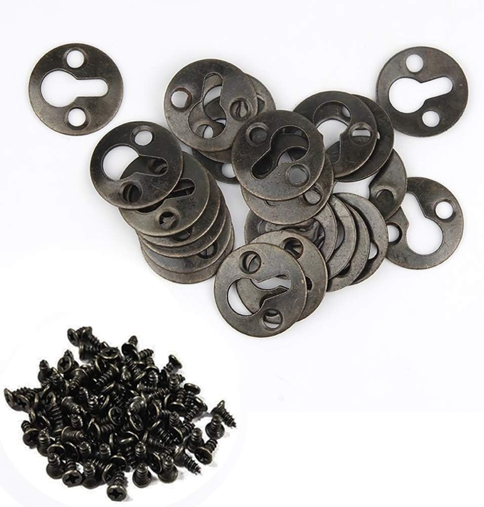 Luckycivia 60Pcs Metal Round Type Keyhole Shelf Brackets Hangers