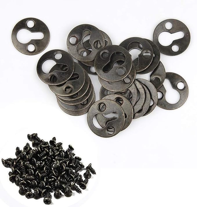 Luckycivia 60Pcs Metal Round Type Keyhole Shelf Brackets Hangers