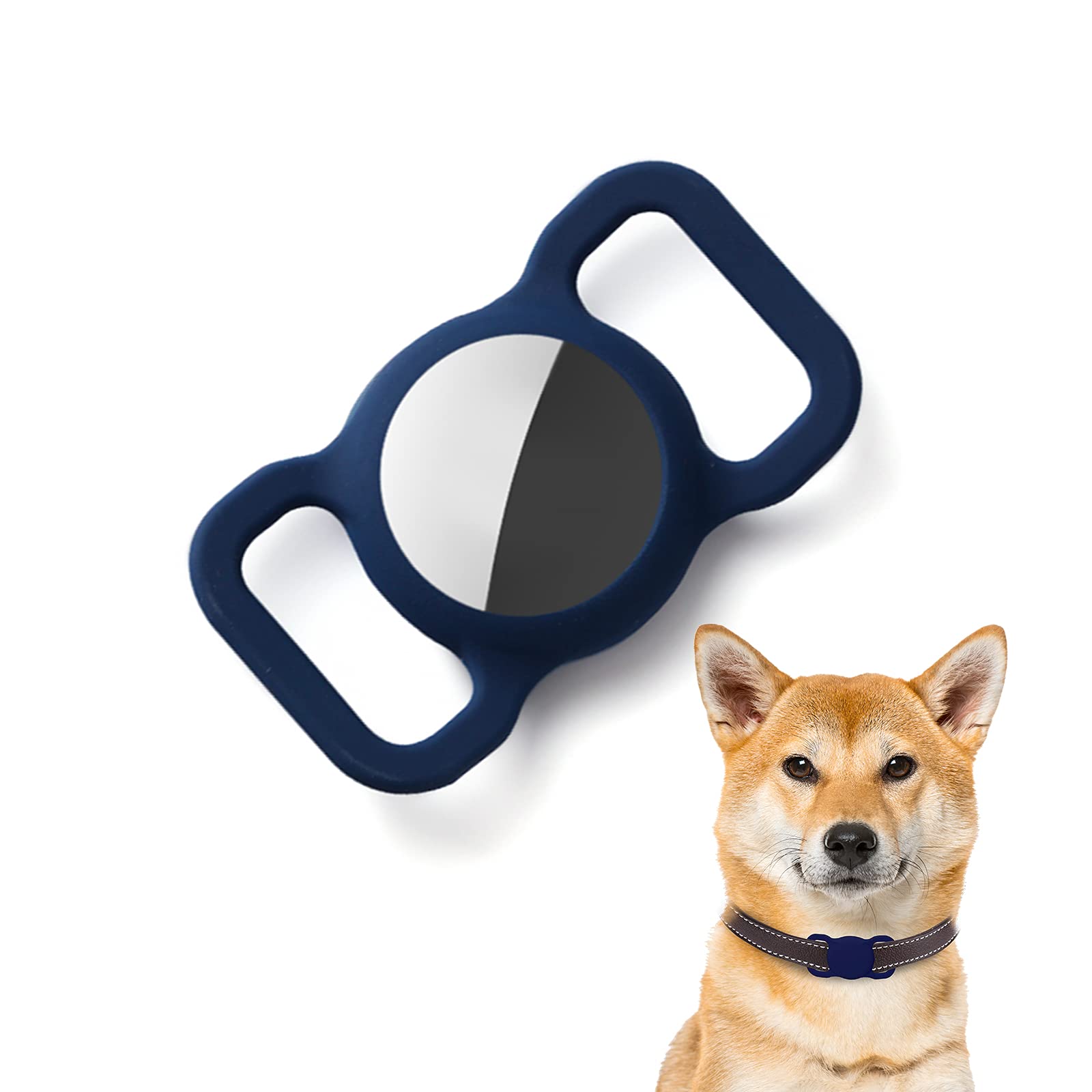 Kuaguozhe Silicone Protective Case Compatible with Apple Airtag GPS Finder Dog Collar, Pet Loop Holder for Apple Air Tags, Slide On Sleeve Compatible with Apple Airtags, Blue