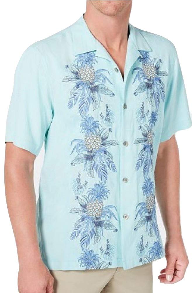 Tommy Bahama Front Embroidered Pineapple Row Silk Camp Shirt