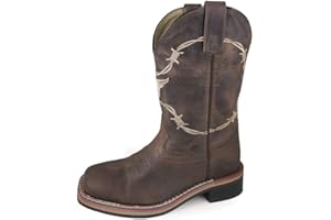 Smoky Mountain Boots | Logan Series | Youth Western Boot | Square Toe | Durable Leather | Rubber Sole & Block Heel | Man-Made Lining | Brown