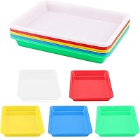 SOUJAP 15 Pack Plastic Art Trays, 5 Colors 10.8 x 8.2 x 1.2 Inch Plastic Multicolor Serving Tray Sorting Tray, Craft Activity