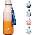 Konokyo Insulated Water Bottle with Strap,18 oz Double Wall Stainless Steel Vacuum Bottles Metal Water Flask,Coral