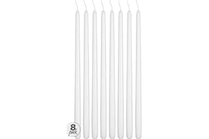 Hyoola Tall Taper Candles - 16 Inch White Unscented Dripless Taper Candles - 14 Hour Burn Time - 8 Pack
