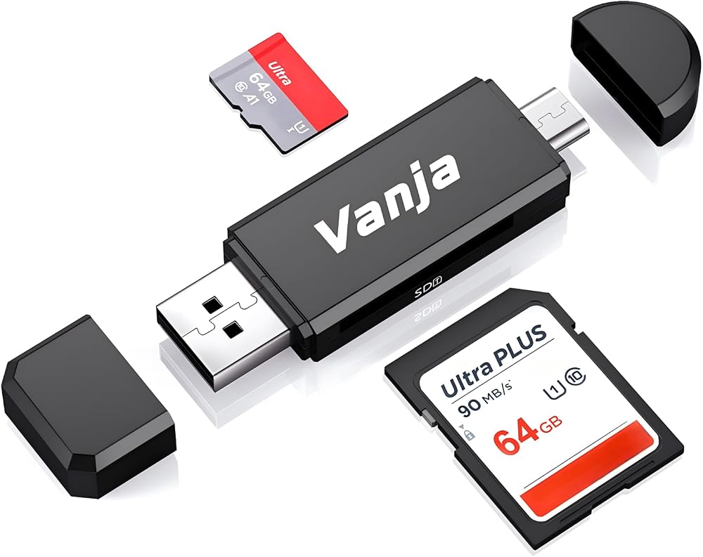 Vanja SD Micro SD Card Reader USB OTG Adapter for SDXC SDHC SD MicroSD UHS-I