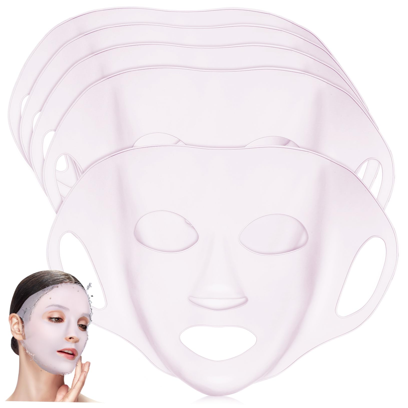5 Pcs Reusable Silicone Face Masks - Moisturizing Mask Holders for Skincare - Comfortable, Flexible Face Mask Covers for Beauty Treatments