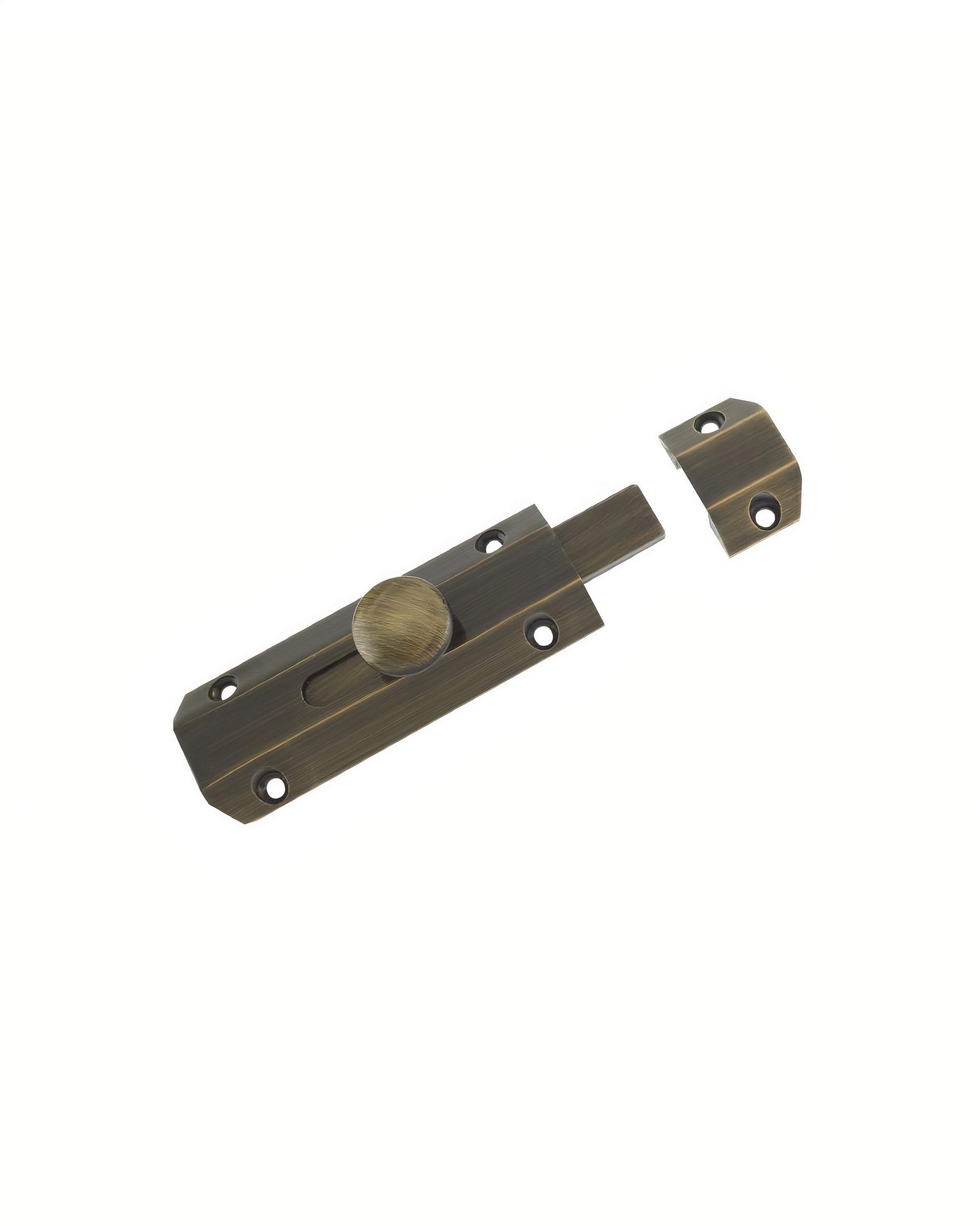 Carlisle Brass - 102mm (4") Heavy Duty Sliding Surface Door Lock Bolt for Internal Latch Doors and External Doors and Windows (Antique Brass)