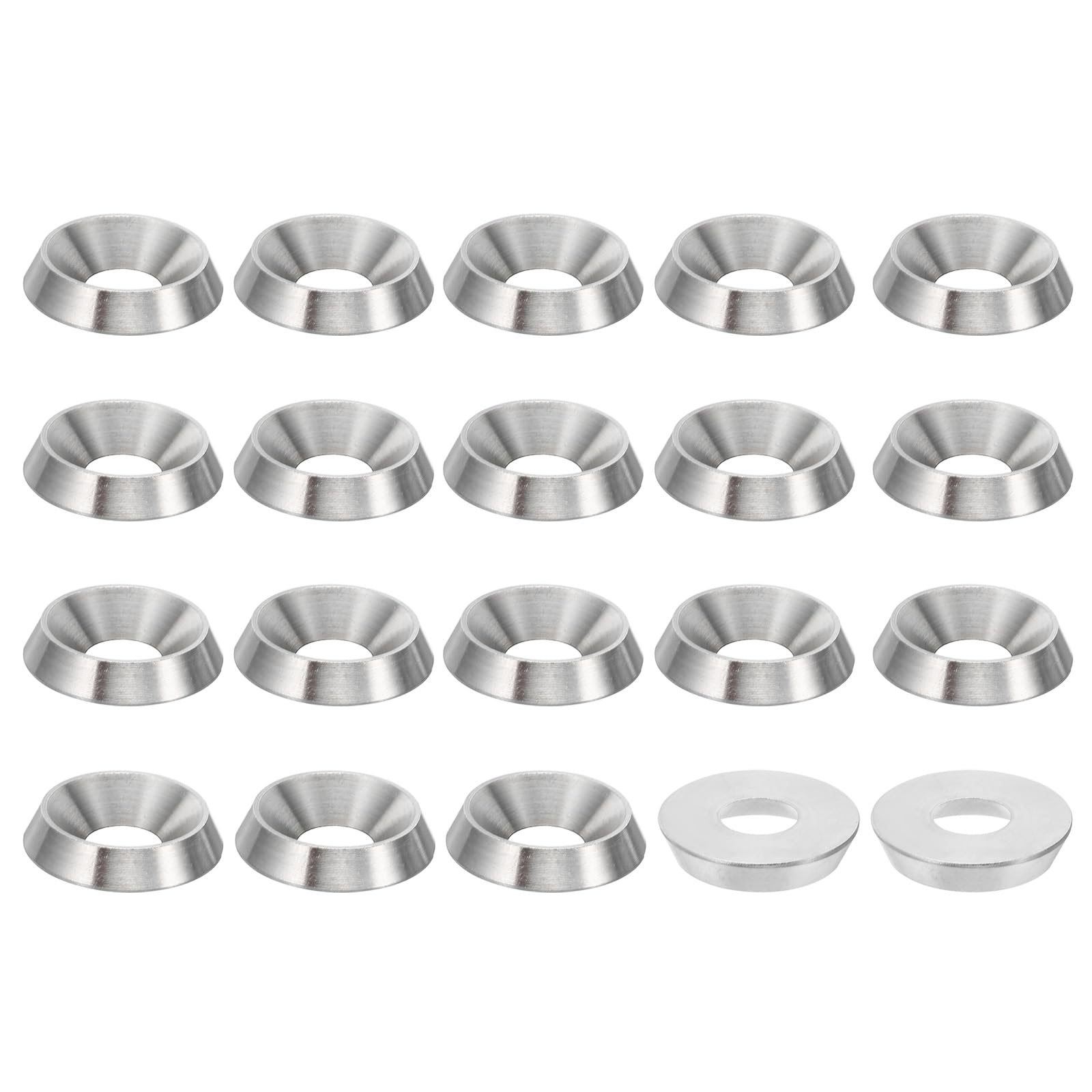 PATIKIL M8 Finish Countersunk Washer, 20pcs 22mm Dia. 4.5mm Tall Solid 304 Stainless Steel CNC Cup Washer Flat Screw Head Gasket for Constructions, Taper