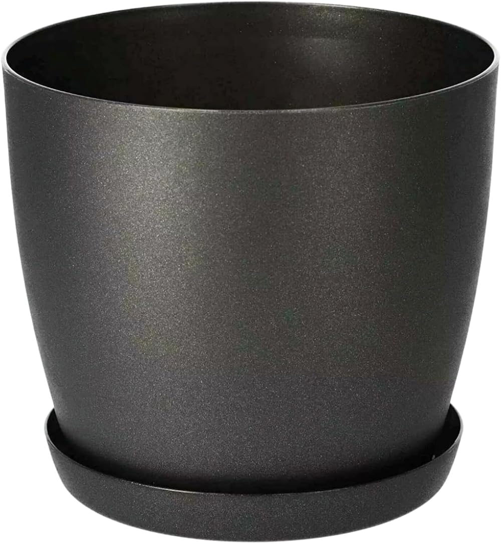 B2C Flower Pots 30 cm Black Matt with Saucer Planter 8 Sizes 7 Colors