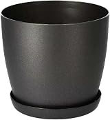 B2C Flower Pots 30 cm Black Matt with Saucer Planter 8 Sizes 7 Colors