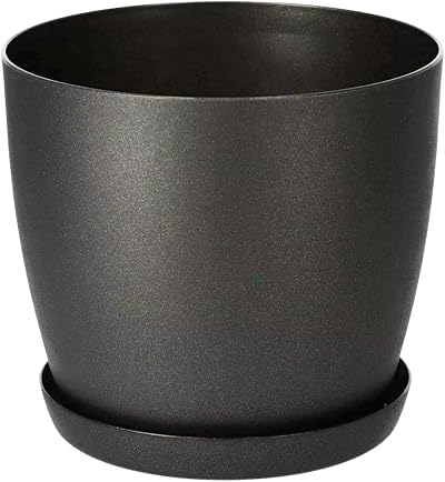 B2C Flower Pots 30 cm Black Matt with Saucer Planter 8 Sizes 7 Colors