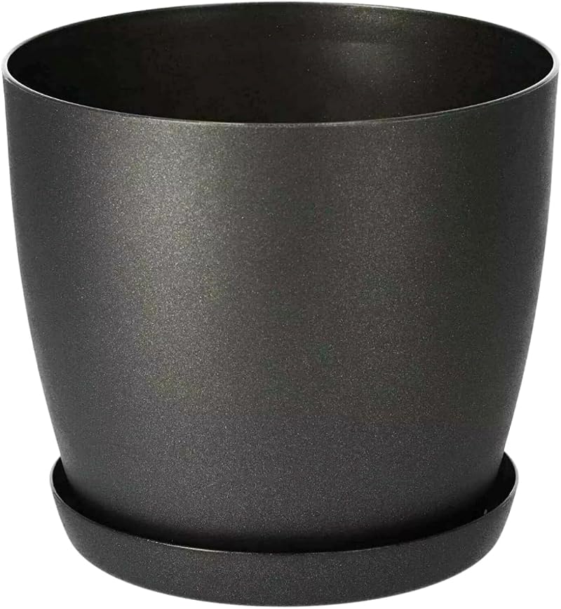 B2C Flower Pots 30 cm Black Matt with Saucer Planter 8 Sizes 7 Colors