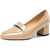 Joseywade Women's Block Heels Low Heel Loafer Pumps Round Toe Chunky Heel Slip On 2 Inch Closed Toe Comfort Shoes