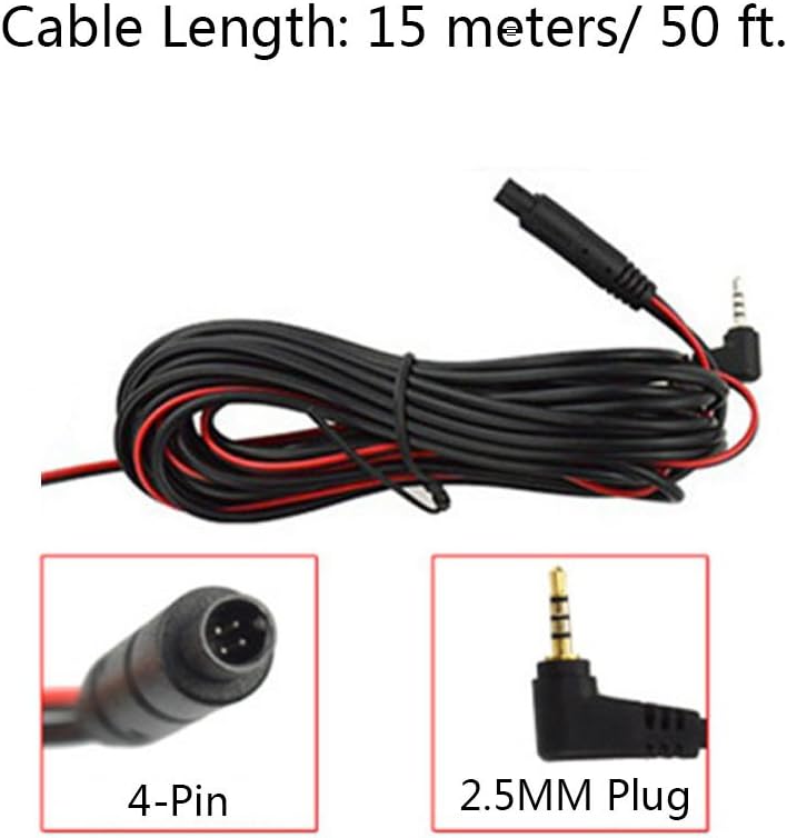 EHOOM A10 AHD Technology Rear Camera Extension Cord for Long/Large Vehicle - 15 Meters/ 50 Ft.