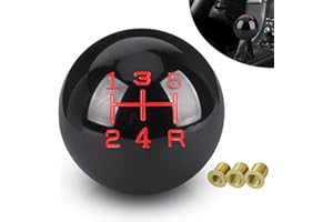 ANDO RACING 5 Speed Car Racing Gear Shift Shifter knob, Resin Polished Round Ball Shift Knob with 3 Adapters Compatible with Manual Car(Black 5)