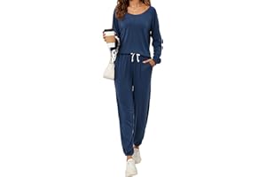 FIOPHY Cozy 2 Piece Lounge Sets for Women Sweatsuit Pajamas Outfits Long Sleeve Tops and Joggers Loungewear Set