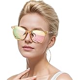 IGnaef Trendy Polarized Sunglasses for Women, Square Mirrored Shades with UV Protection Anti Glare Sun Glasses IF1851